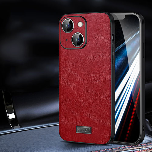 Soft Luxury Leather Snap On Case Cover LD2 for Apple iPhone 14 Plus Red
