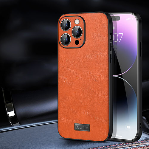 Soft Luxury Leather Snap On Case Cover LD2 for Apple iPhone 14 Pro Max Orange