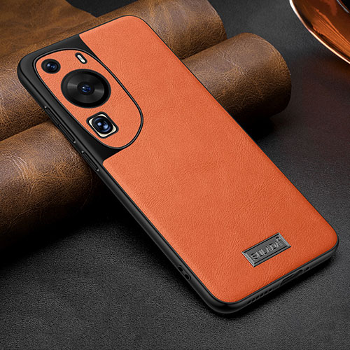 Soft Luxury Leather Snap On Case Cover LD2 for Huawei P60 Art Orange
