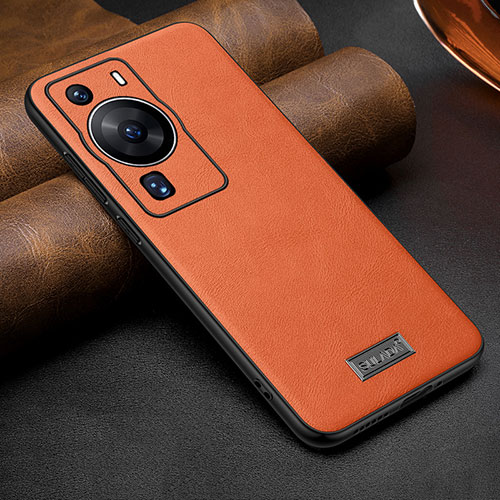 Soft Luxury Leather Snap On Case Cover LD2 for Huawei P60 Pro Orange