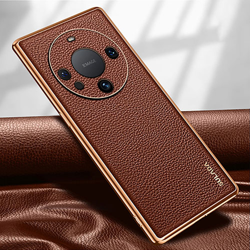 Soft Luxury Leather Snap On Case Cover LD3 for Huawei Mate 60 Brown