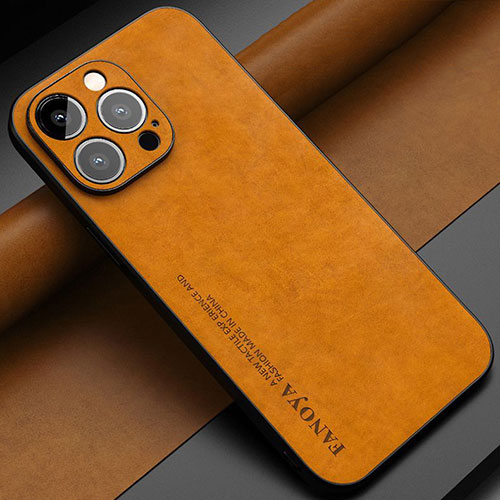 Soft Luxury Leather Snap On Case Cover LS1 for Apple iPhone 13 Pro Brown