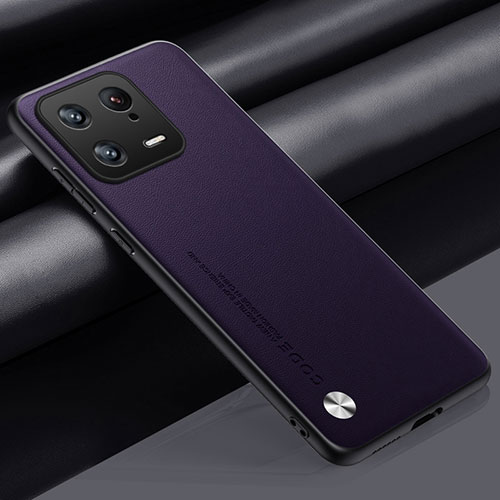 Soft Luxury Leather Snap On Case Cover LS1 for Xiaomi Mi 13 5G Purple