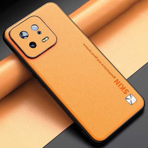 Soft Luxury Leather Snap On Case Cover LS2 for Xiaomi Mi 13 5G Orange