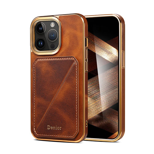 Soft Luxury Leather Snap On Case Cover MT2 for Apple iPhone 14 Pro Brown