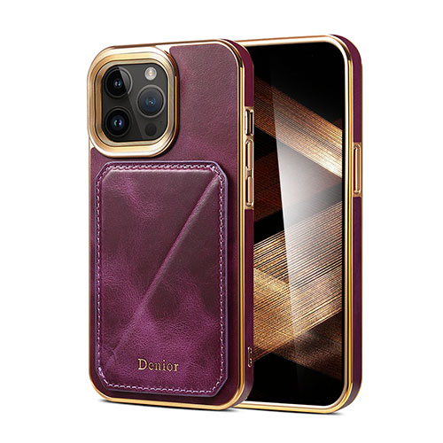 Soft Luxury Leather Snap On Case Cover MT2 for Apple iPhone 14 Pro Purple