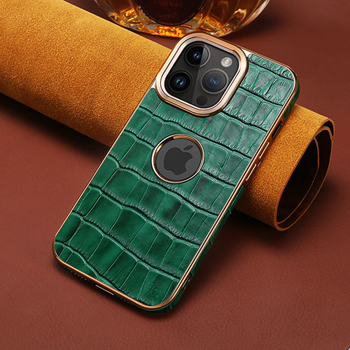 Soft Luxury Leather Snap On Case Cover MT3 for Apple iPhone 15 Pro Max Green