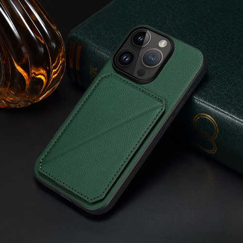 Soft Luxury Leather Snap On Case Cover MT4 for Apple iPhone 14 Pro Max Green