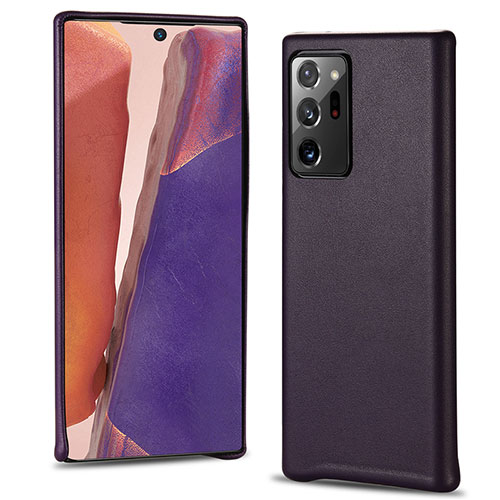 Soft Luxury Leather Snap On Case Cover N02 for Samsung Galaxy Note 20 Ultra 5G Purple