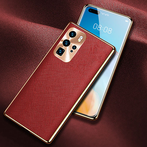 Soft Luxury Leather Snap On Case Cover N03 for Huawei P40 Pro Red