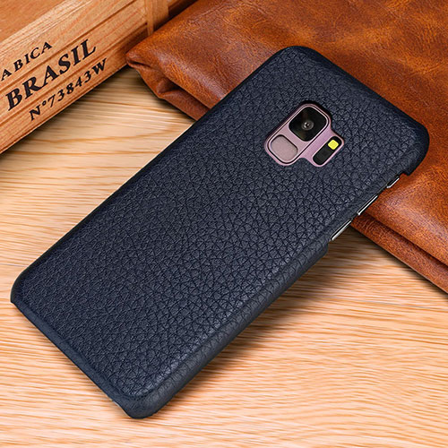 Soft Luxury Leather Snap On Case Cover P01 for Samsung Galaxy S9 Blue