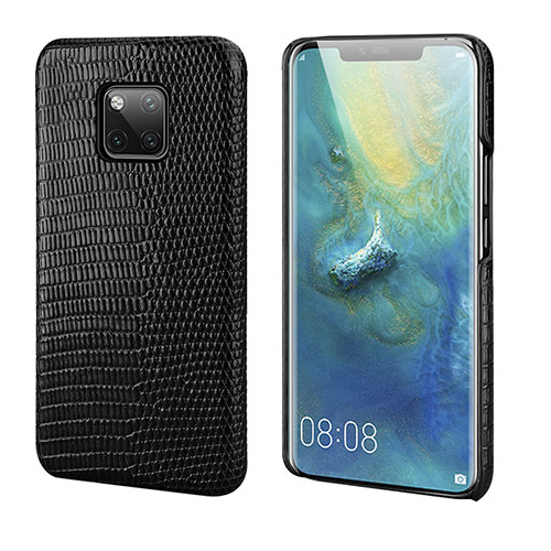 Soft Luxury Leather Snap On Case Cover P02 for Huawei Mate 20 Pro Black