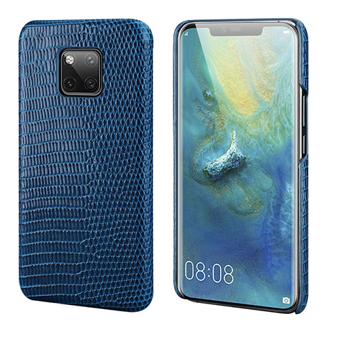 Soft Luxury Leather Snap On Case Cover P02 for Huawei Mate 20 Pro Blue