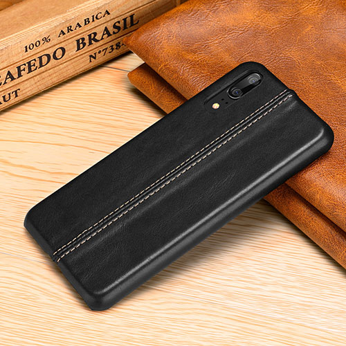 Soft Luxury Leather Snap On Case Cover P02 for Huawei P20 Black