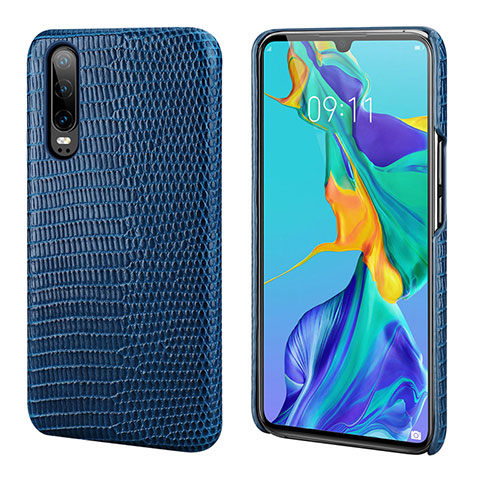 Soft Luxury Leather Snap On Case Cover P02 for Huawei P30 Blue