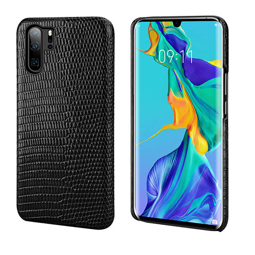 Soft Luxury Leather Snap On Case Cover P02 for Huawei P30 Pro Black