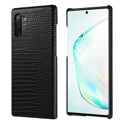 Soft Luxury Leather Snap On Case Cover P02 for Samsung Galaxy Note 10 Plus 5G Black