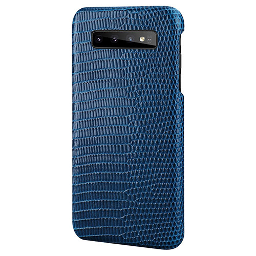 Soft Luxury Leather Snap On Case Cover P02 for Samsung Galaxy S10 Blue