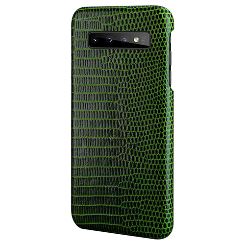 Soft Luxury Leather Snap On Case Cover P02 for Samsung Galaxy S10 Green