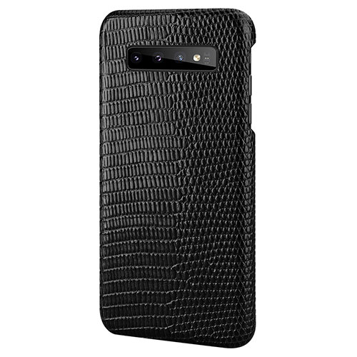 Soft Luxury Leather Snap On Case Cover P02 for Samsung Galaxy S10 Plus Black