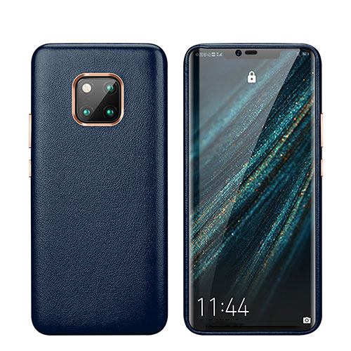 Soft Luxury Leather Snap On Case Cover P03 for Huawei Mate 20 Pro Blue