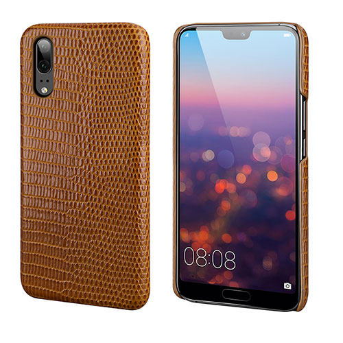 Soft Luxury Leather Snap On Case Cover P03 for Huawei P20 Brown
