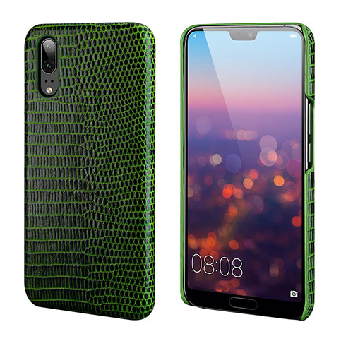 Soft Luxury Leather Snap On Case Cover P03 for Huawei P20 Green
