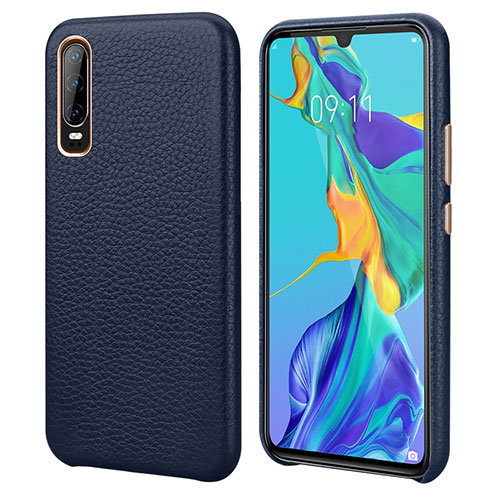 Soft Luxury Leather Snap On Case Cover P03 for Huawei P30 Blue
