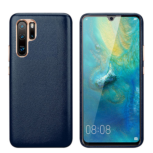 Soft Luxury Leather Snap On Case Cover P03 for Huawei P30 Pro Blue