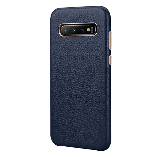Soft Luxury Leather Snap On Case Cover P03 for Samsung Galaxy S10 Plus Blue