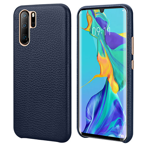 Soft Luxury Leather Snap On Case Cover P04 for Huawei P30 Pro Blue