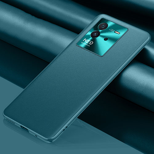 Soft Luxury Leather Snap On Case Cover QK1 for Vivo iQOO Neo6 5G Cyan