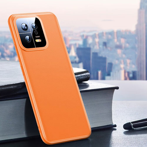 Soft Luxury Leather Snap On Case Cover QK2 for Xiaomi Mi 13 5G Orange