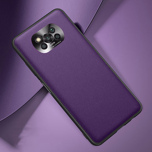 Soft Luxury Leather Snap On Case Cover QK2 for Xiaomi Poco X3 NFC Purple