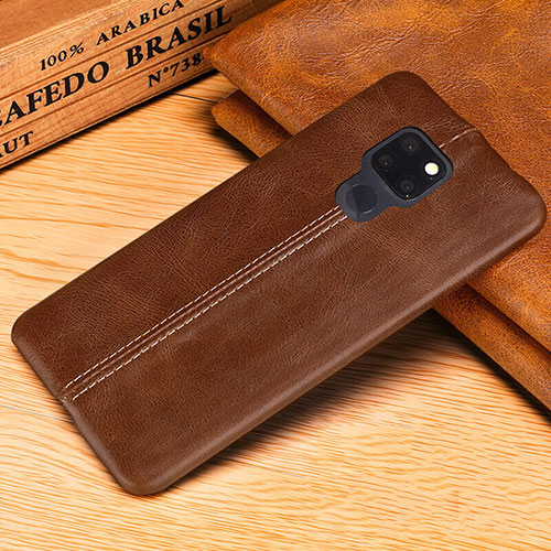 Soft Luxury Leather Snap On Case Cover R01 for Huawei Mate 20 X 5G Brown