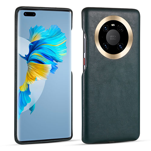 Soft Luxury Leather Snap On Case Cover R01 for Huawei Mate 40 Pro Green