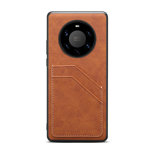 Soft Luxury Leather Snap On Case Cover R01 for Huawei Mate 40 Pro+ Plus Brown