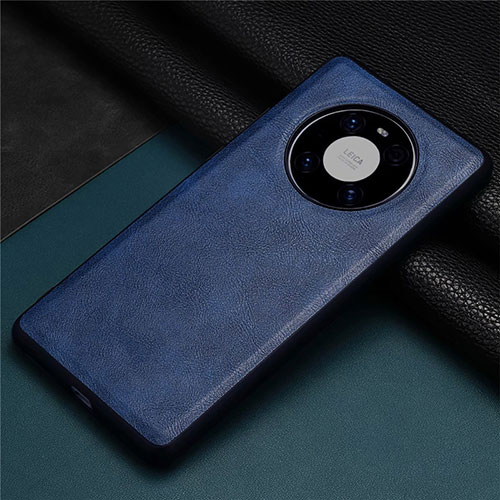 Soft Luxury Leather Snap On Case Cover R01 for Huawei Mate 40E 4G Blue