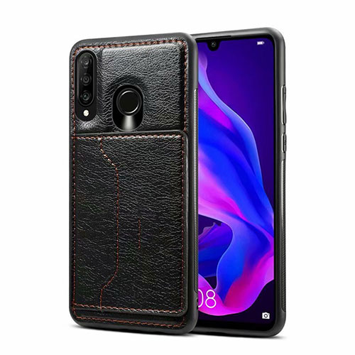 Soft Luxury Leather Snap On Case Cover R01 for Huawei Nova 4e Black