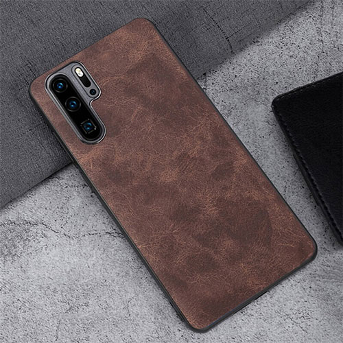Soft Luxury Leather Snap On Case Cover R01 for Huawei P30 Pro Brown