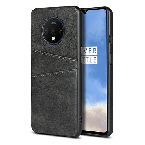 Soft Luxury Leather Snap On Case Cover R01 for OnePlus 7T Black