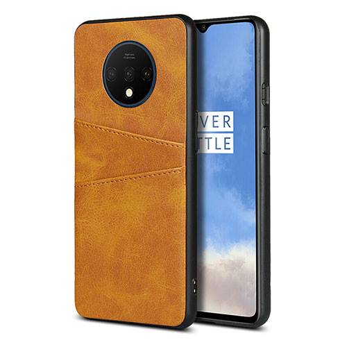 Soft Luxury Leather Snap On Case Cover R01 for OnePlus 7T Orange