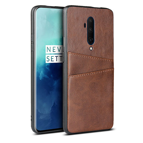 Soft Luxury Leather Snap On Case Cover R01 for OnePlus 7T Pro Brown