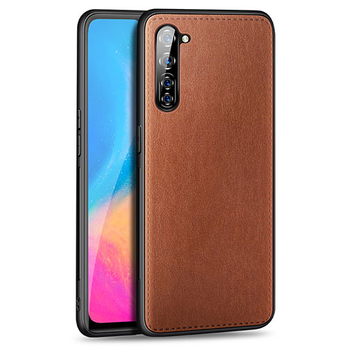 Soft Luxury Leather Snap On Case Cover R01 for Oppo A91 Brown