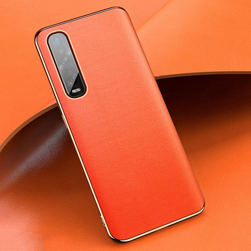 Soft Luxury Leather Snap On Case Cover R01 for Oppo Find X2 Pro Orange