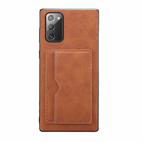 Soft Luxury Leather Snap On Case Cover R01 for Samsung Galaxy Note 20 5G Brown