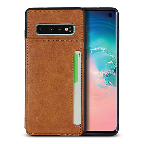 Soft Luxury Leather Snap On Case Cover R01 for Samsung Galaxy S10 5G Orange