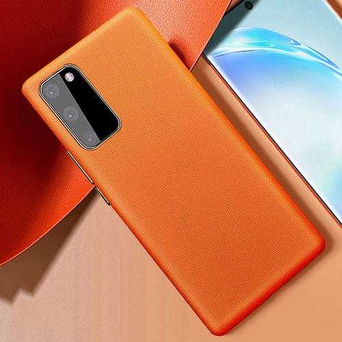 Soft Luxury Leather Snap On Case Cover R01 for Samsung Galaxy S20 5G Orange