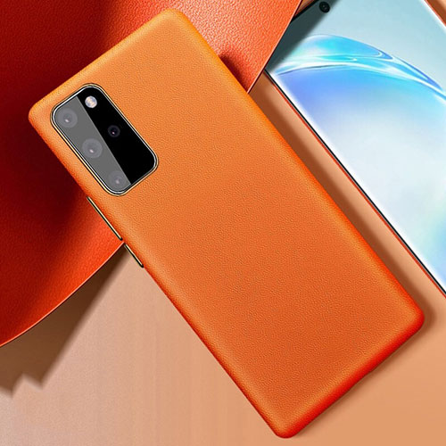 Soft Luxury Leather Snap On Case Cover R01 for Samsung Galaxy S20 Plus 5G Orange