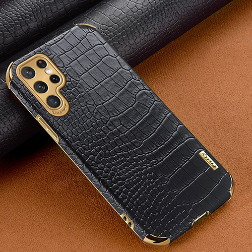 Soft Luxury Leather Snap On Case Cover R01 for Samsung Galaxy S22 Ultra 5G Black